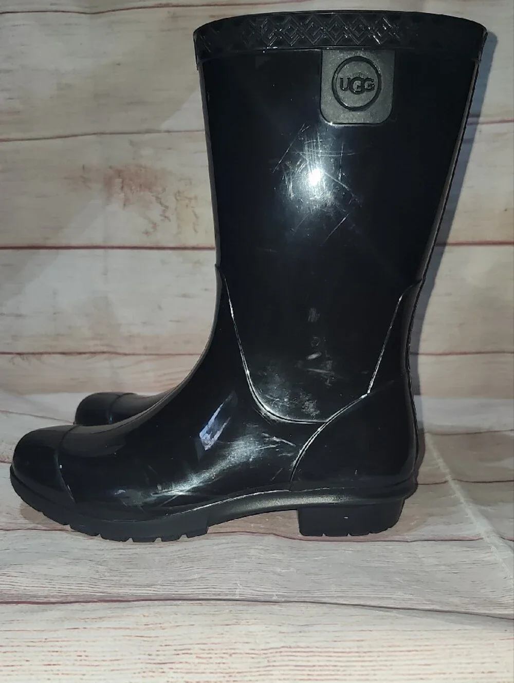 UGG Kids Black Glossy Rain Boots